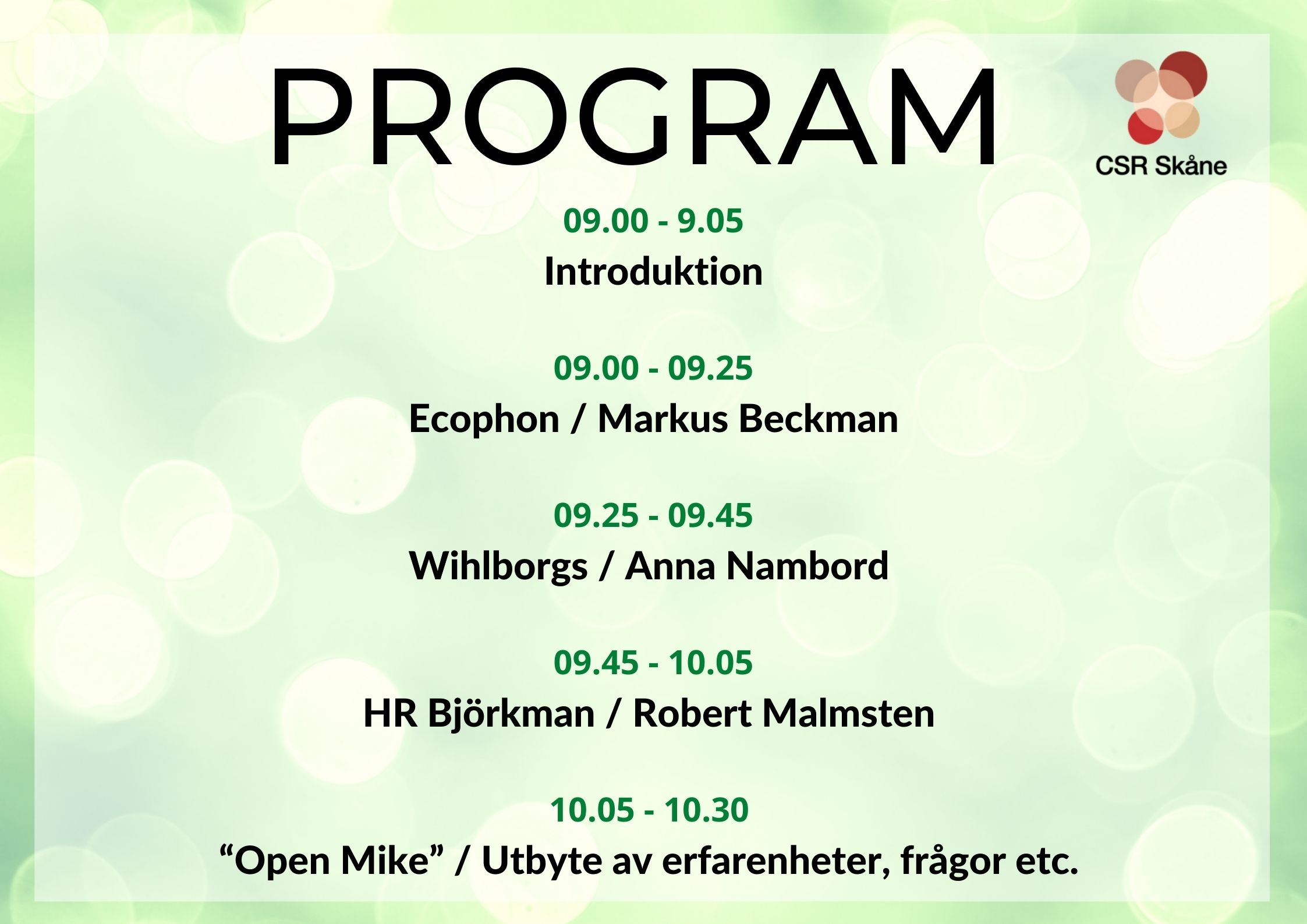 CSR Skåne PROGRAM